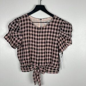 NWT Cosmo Dress the Population Gingham Cropped Blouse